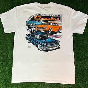 VTG Style JEGS HRP2069 Gildan Chevy Classics Tri-Fives White T-Shirt Large